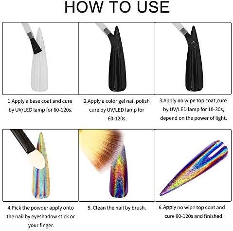 Artdone 20 Jars Chrome Nail Powder Set Metallic Mirror Effect Holographic Aurora Chameleon Pigment 1g/Jar for Nail Art Glitters Gel Polish Supply Mermaid Unicorn Kit