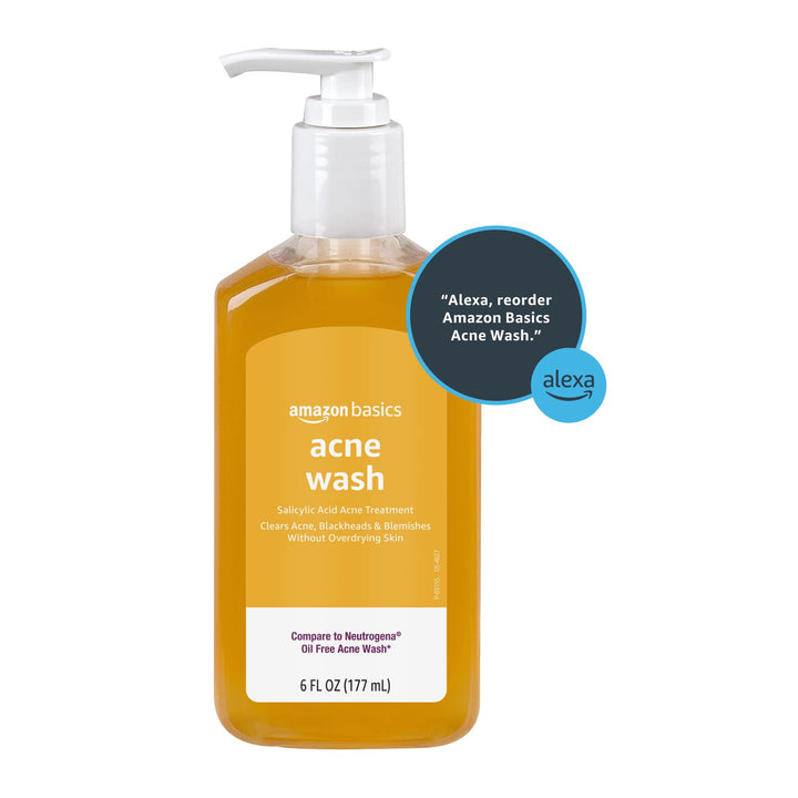 Amazon Basics Salicylic Acid Acne Wash, Unscented, 6 fl oz (Pack of 1)