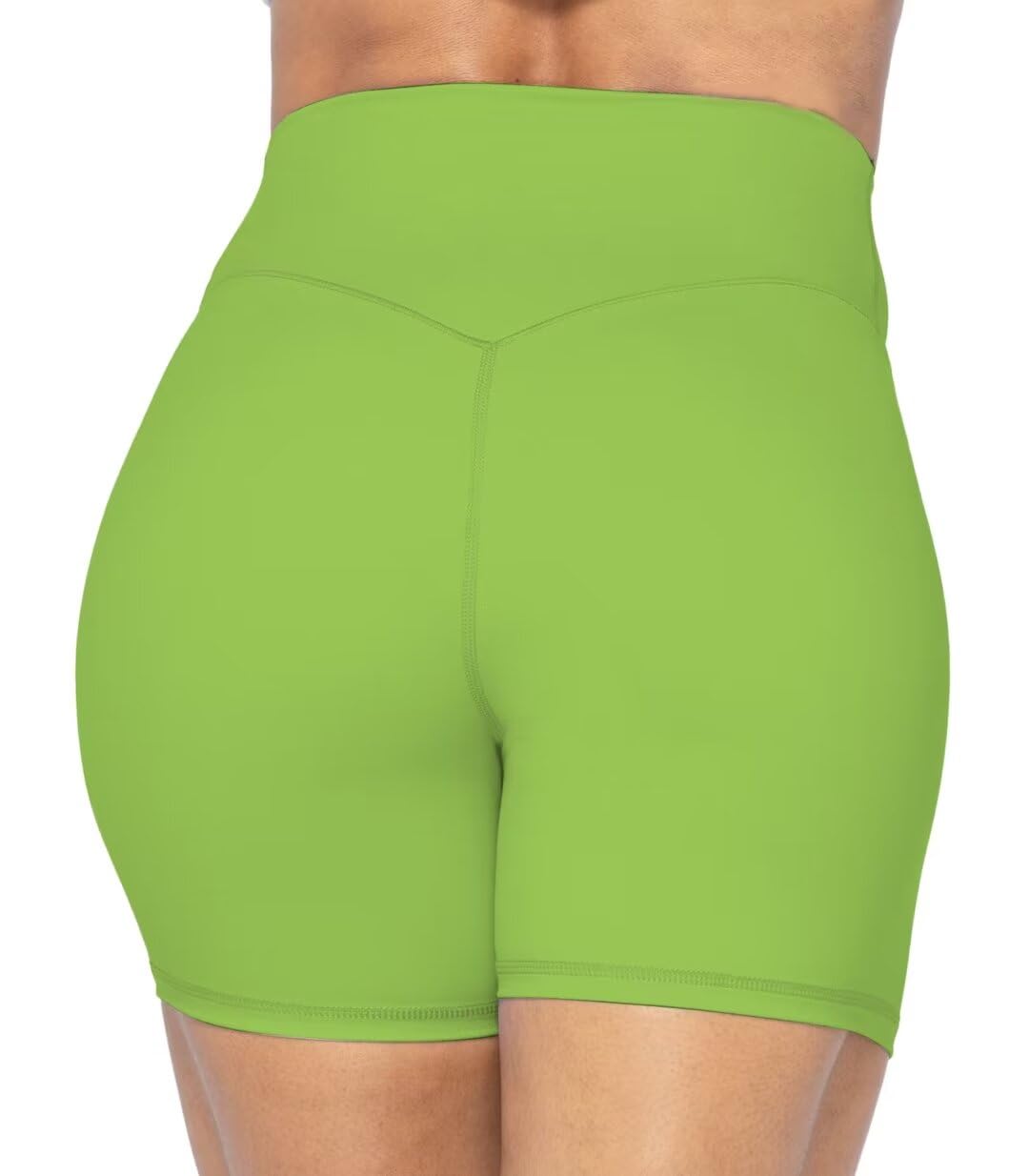 Sunzel No Front Seam High Waist Biker Shorts for Women, Squat Proof Yoga Workout Gym Bike Shorts 5" Greenery X-Small