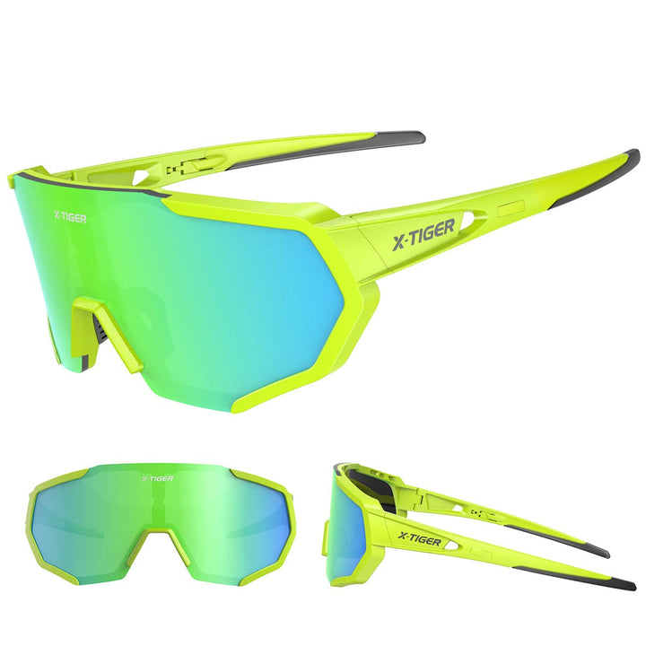 X-TIGER Polarized Sports Sunglasses with 3 Interchangeable Lenses,Mens Womens Cycling Glasses,Baseball Running Fishing Golf Driving Sunglasses