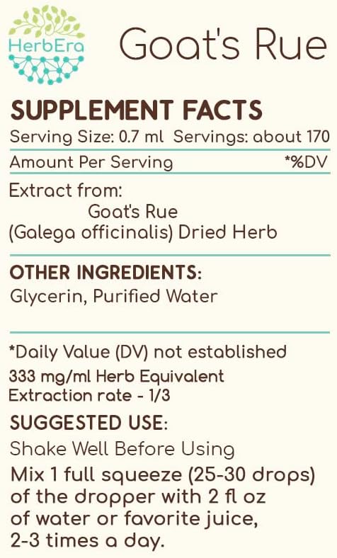Goats Rue B120 Alcohol-Free Herbal Extract Tincture, Super-Concentrated Goats Rue (Galega officinalis) (4 fl oz)