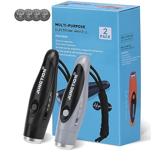 Xflyee Electronic Whistles 2 Pack, Handheld 3 Tones High Volume Electric Whistles with Lanyard for Teacher, Coaches, Referees, Training Whistle, Loudest Outdoor Emergency Whistle, Sports Whistle