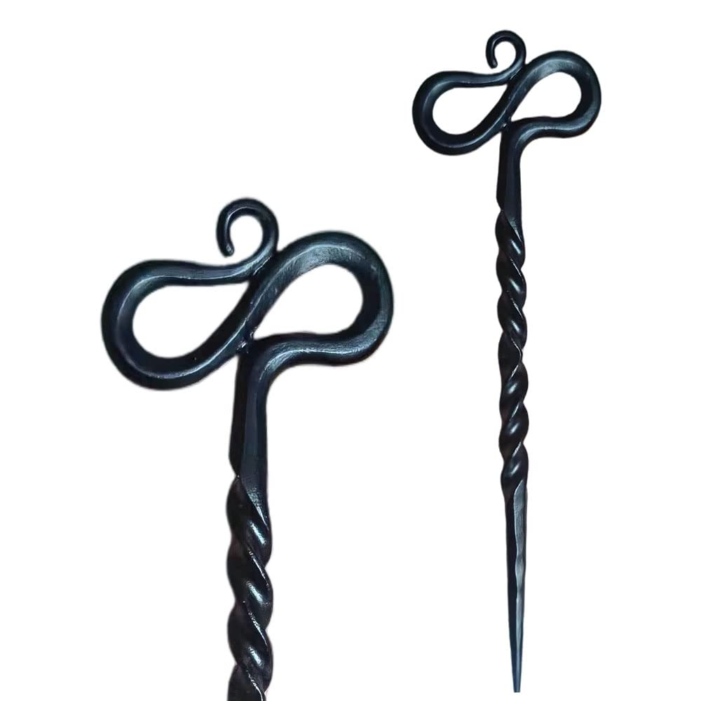 Twist Hand Forged Styling Pins Black Wicca Witch Hair Slide Renaissance Festival Hair Acceossories for Women Hair Stick