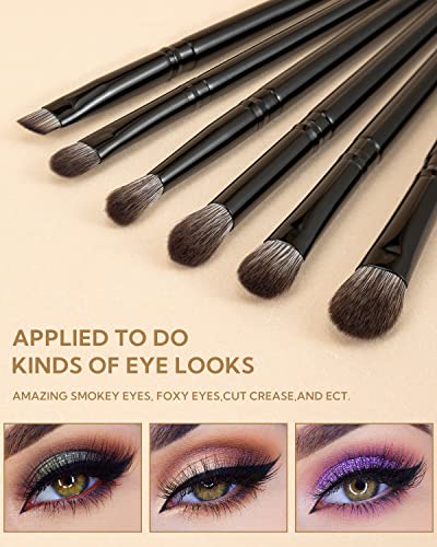 Anmor Luxurious Black Makeup Brush Set, Premium Makeup Brushes for Foundation Kabuki Powder Blush Eyeshadow Blending Crease Makeup, Superior Soft Luxurious Makeup Brush Set with Micro Crystal Fiber