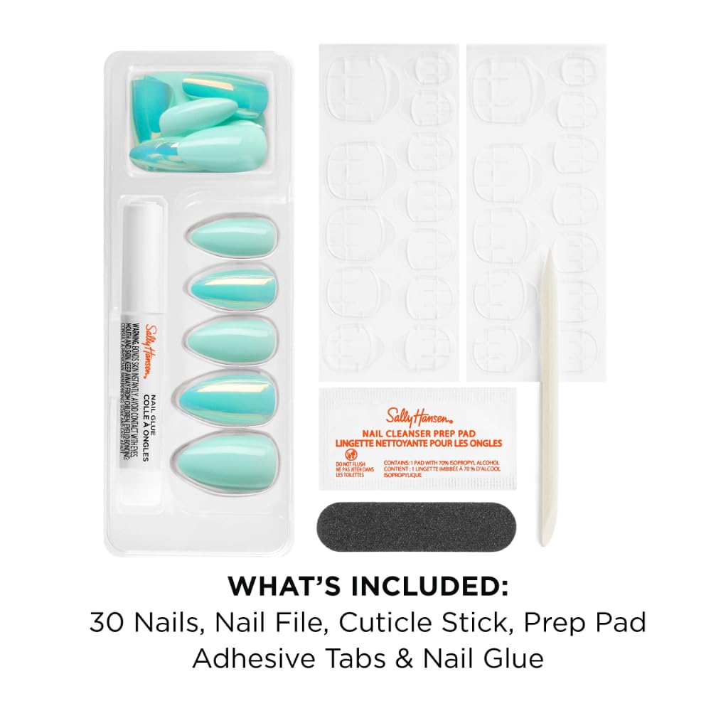 Sally Hansen Cuticle Remover & Press-On Nails Kit | 30 Designs with Aloe