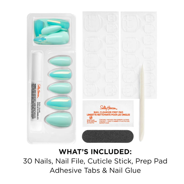 Sally Hansen Cuticle Remover & Press-On Nails Kit | 30 Designs with Aloe