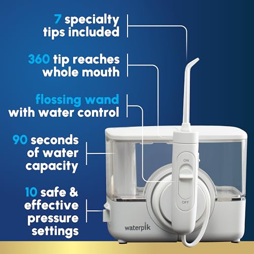Waterpik ION Professional Water Flosser, Rechargeable and Portable for Teeth, Gums, Braces, 10 Settings, 7 Flossing Tips For Multiple Users And Needs, ADA Accepted, WF-12 White, Packaging May Vary