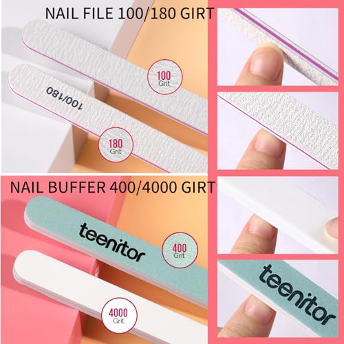 Teenitor Clear Coffin Nail Tips Set, Long Acrylic Nail Kit Full Cover Clear Press On Nails, 600 Pcs Fake Nails with Glue, Acrylic Nail Clipper Files and Buffer Polisher