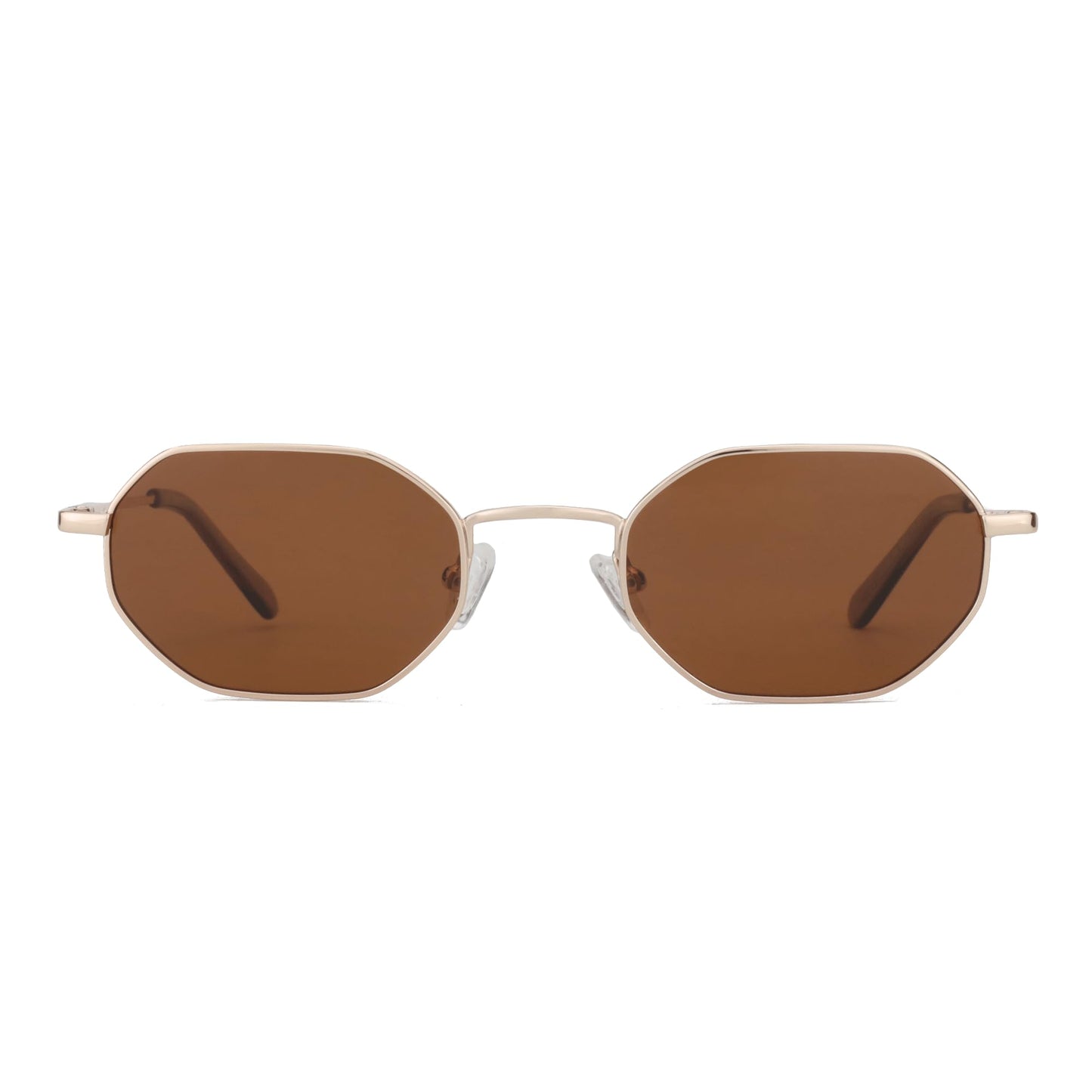 ZENOTTIC Small Octagonal Polarized Sunglasses for Women Men Hippie Metal Frame Retro Rectangle Sun Glasses