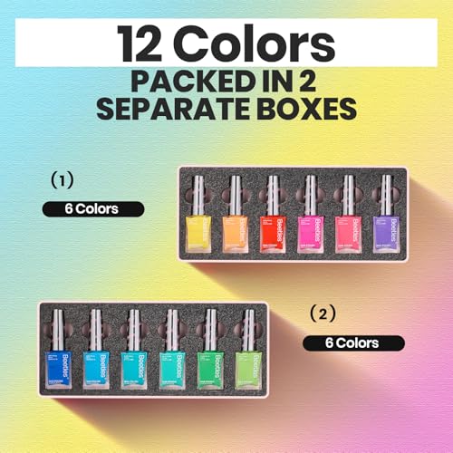 Beetles Neon Nail Polish Set - Quick Dry Nail Polish Kit 12 Colors Hot Pink Green Blue Yellow Red Regular Air Dry Fingernail Polish Pack for Women Gift Beetles Summer Cocktails 12 Colors