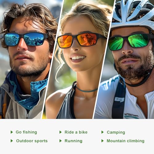 Fanshen Sports Polarized Sunglasses Men - Wrap Around Mens Sunglasses for Mens Womens Cycling Running UV Protection (Matte Brown/Brown)