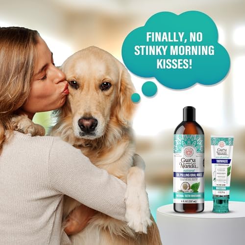 GuruNanda Essential Morning Wellness Duo – Coconut Oil Pulling Mouthwash & Hydroxyapatite Toothpaste – Helps Promotes Fresh Breath & Happy Gums, Fluoride-Free