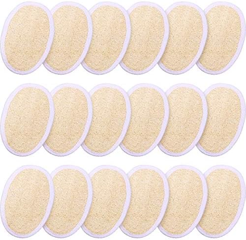 18 Packs Exfoliating Loofah Sponge Pads Facial Body Bath Shower Loofah Sponge Pad Natural Exfoliating Scrubber Brush for Men Women