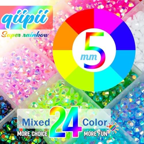 3 Boxes 24 Color 3mm 4mm 5mm Jelly Resin Rhinestones w B7000 Glue for Bedazzling Crafting Flatback Colorful Stones Gems Diamonds Charms for Nails Face Makeup Tumblers Bottles DIY Crafts Clothes