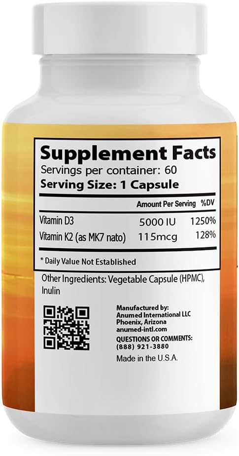 Anumed - Vitamin D3 5,000 IU with K2 Capsules