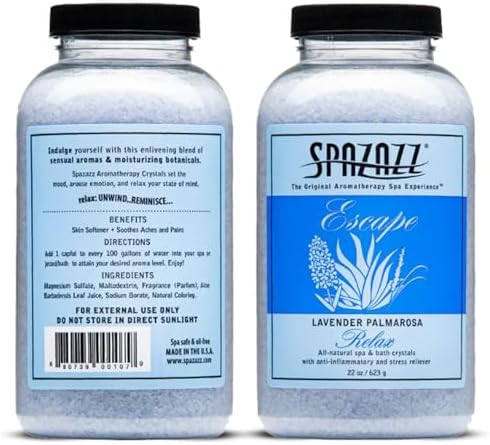 Spazazz Aromatherapy Hot Tub Crystals – Palmarosa Lavender Bath Salt for Bathtub & Hot Tub Spa – Relaxing Bath Salts – Aromatherapy Bath Salt – Lavender Bath Soak & Spa Essentials