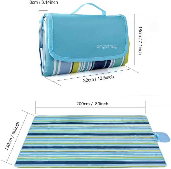 Angemay Outdoor & Picnic Blanket Extra Large Sand Proof and Waterproof Portable Beach Mat for Camping Hiking Festivals
