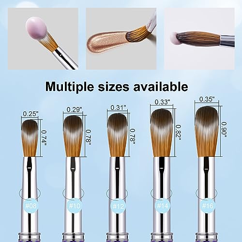 Acrylic Nail Brush Size 10, 100% Pure Kolinsky 3D Art Nail Brush with Gradient Blue Handle, Art Design Powder Nail Brush Pen for Nails Extension & Carving, Acrylic Application Tools