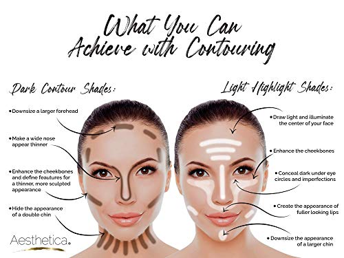 Aesthetica Cosmetics Cream Contour and Highlighting Makeup Kit - Contouring Foundation/Concealer Palette - Vegan & Cruelty Free - Step-by-Step Instructions Included