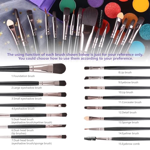 UCANBE Eyeshadow Palette with 15Pcs Brushes Makeup Set, Pigmented 86 Colors Make Up Sets Valentine's Gift, Matte Shimmer Glitter Eye Shadow Pallet Highlighter Contour Blush Powder Brush Beauty Kit