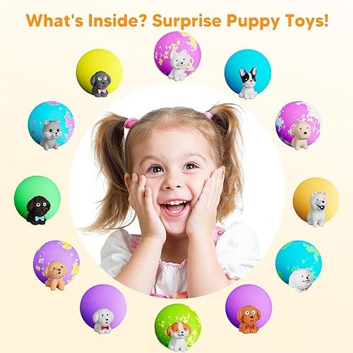 Bath Bombs for Kids, 12 Bath Bombs with Toys Inside, Natural Organic Handmade Kids Bath Bombs Set with Surprise Puppy Dog Toys Inside, Non Toxic & Safe, Birthday Gifts for Kids Boys Girls Toddler