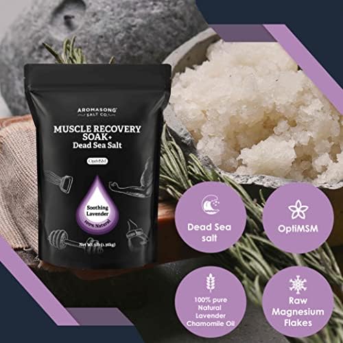 Aromasong Muscle Recovery Bath Soak for Muscle | Sore Muscle Soak with Dead Sea Salt, OptiMSM, Magnesium Flakes & Essential Oils | 3 Lb. - Made in USA.