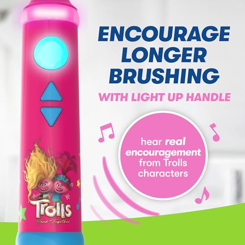 FIREFLY Play Action Trolls Smart Sonic Toothbrush Kit, Interactive Electric Toothbrush with Lights, Music and Games, Batteries Included, Ages 3+