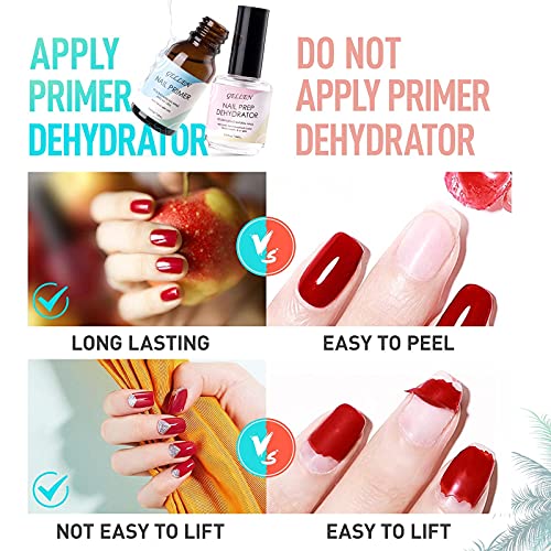 Gellen Gel Tips Nail Extension Kit, Gel Nail Kit with 240Pcs Almond Tips, 3 in 1 UV Glue for Nail Tips, Prep Dehydrator and Primer, U V LED Cure Lamp, Decorations for DIY Manicure Set