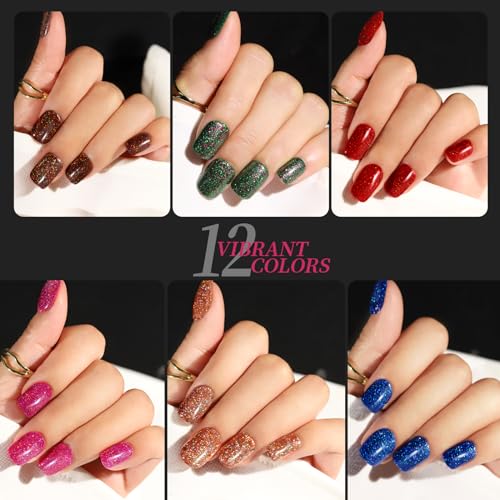 Teenitor Short Press on Nails,288PCS Glitter Square Press on Nails, Fake Nails, Short False Nails, Finger Nails