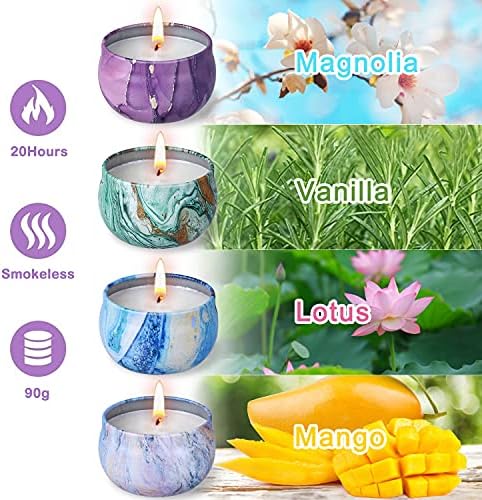 Bath Bombs Gift Set - 5 Large Fizzy Spa Bombs with 4 Scented Candles for Women - Moisturizing Bubble Bath with Essential Oils for Valentine's, Birthday Gifts