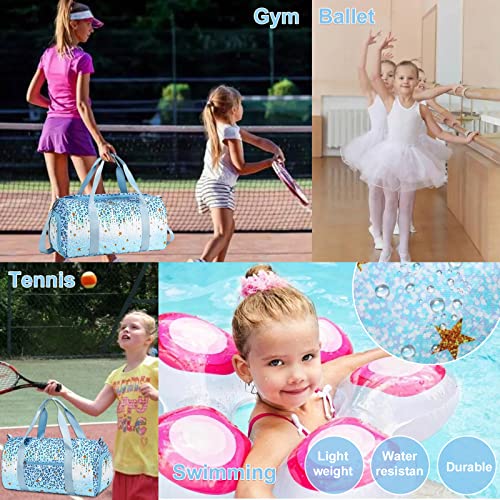 BLUBOON Duffle Bag Girls Kids Dance Bag Cute Gym Bag with Shoes Compartment & Wet Separation Waterproof Sports Overnight Travel Bag