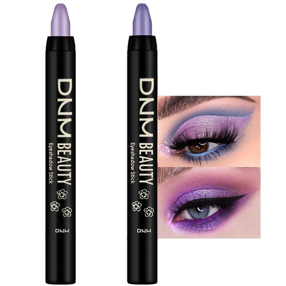 Evpct 2Pcs Cream Eyeshadow Sticks Set For Eyes Light Purple & Violet Shimmer Eye Crayon Shadow Brightener Stick Pencil Pen Bulk