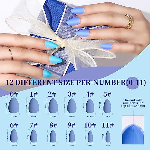 Teenitor Press on Nails,Short Almond Press on Nails, Matte Acrylic Fake Nails with Nail Glue, 24 Colors