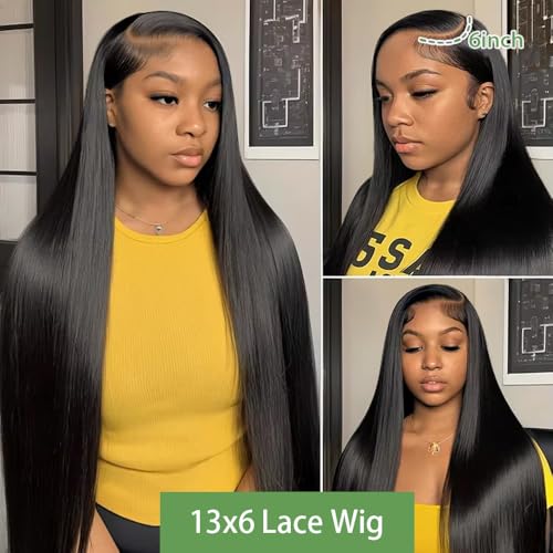 30 Inch 13x6 Lace Front Wigs Human Hair Pre Plucked Straight HD Lace Front Wigs Human Hair 180 Density 13x6 Frontal Wigs with Baby Hair Straight Glueless Wigs Human Hair for Women