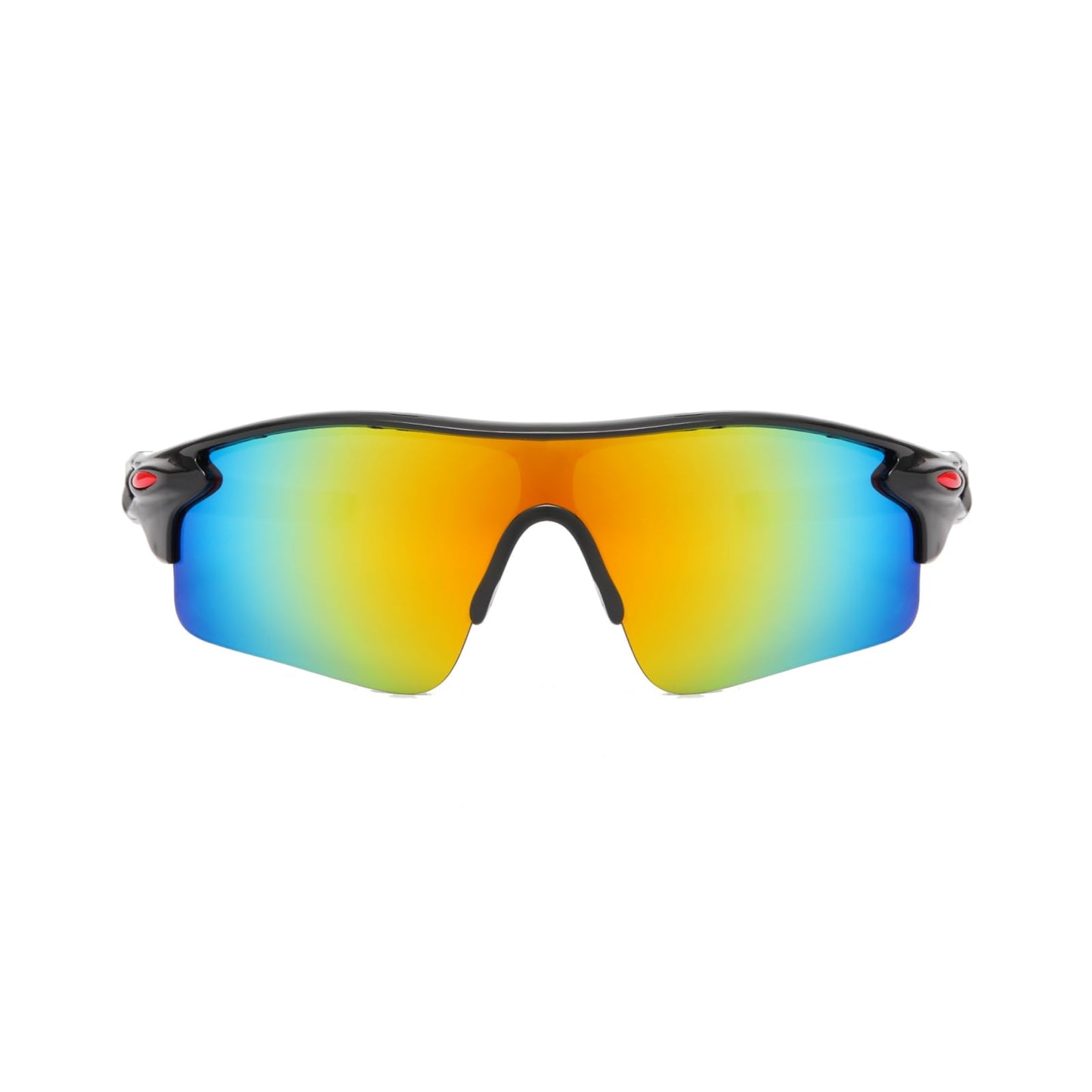 swanoble UV400 2 Sports Sunglasses for Kids Cycling,Light frame Sunglasses for Boys Girls,Youth Softball Baseball Golf (Transparent Green+black Red)