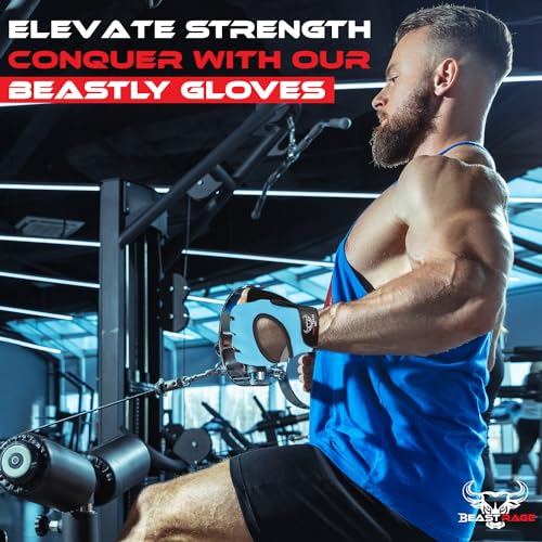 BEAST RAGE Workout Gloves for Men and Women, Fingerless Weight Lifting Gloves with Palm Protection Padding, Breathable and Lightweight Gym Gloves for Weightlifting, Cycling Pull Up (Aqua, XS)