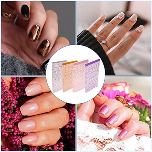 Mini Nail Files Bulk (400 Pcs), Double Sided Emery Board Nail File for Nature Nails, Manicure Tool Set Disposable Colorful Nail File for Home Salon Use Travel Size Men Women Kids Wood Board