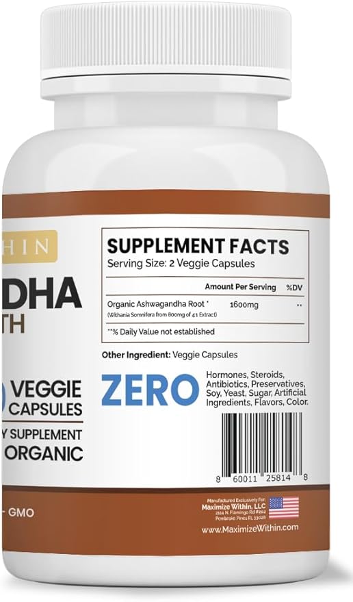 Ashwagandha Root Extra Strength – 60 Vegetarian Capsules – Supports Stress, Mood, and Immune Health – Formulated for Enhanced Absorption – Non-GMO Herbal Supplement