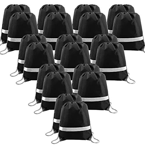 BeeGreen Orange Drawstring Backpack Bulk 10 Pieces Wholesale, String Backpack for Party Gym Sport Trip, Reflective Strips Cinch Sack with String, DIY Drawstring Bags for Women and Men