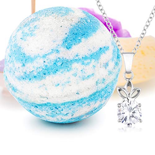 Bath Bomb Deluxe 8oz. And Surprise Jewelry Made in USA, Perfect for Bubble Spa Bath. Handmade Birthday Mothers Day Gifts For Women & Kids (Winter Wonderland, Pendant)
