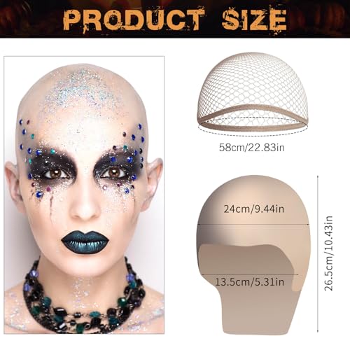 Latex Bald Cap SFX Makeup Kit,Bald Wig Cap with Skin Water-Based Acrylic Adhesive(Bonding Skin Glue) for Men Adult,Bald Caps Perfect for Halloween Costumes, Cosplay, and Theater