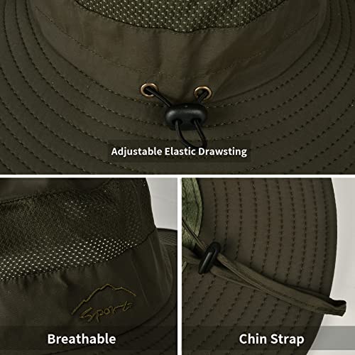 Sun Hats for Men Women Fishing Hat UPF 50+ Breathable Wide Brim Summer UV Protection Hat with Face Cover & Neck Flap