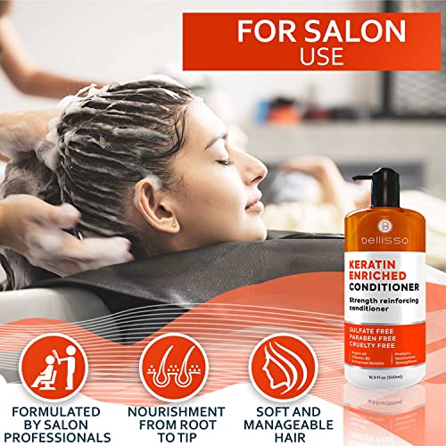Keratin Conditioner – Sulfate and Paraben Free Deep Treatment for Dry, Damaged Hair - Salon Formula - For Curly, Color Treated, Straight and Frizzy Hair – for Women and Men to Repair Split Ends