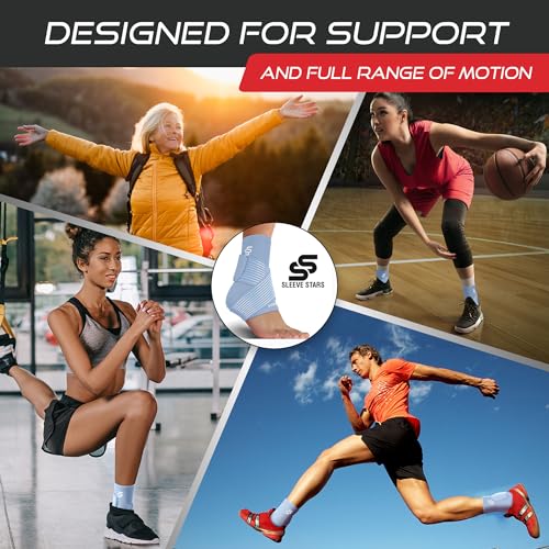 Sleeve Stars Ankle Support for Ligament Damage & Sprained Ankle, Plantar Fasciitis Support & Achilles Tendonitis Pain Relief, Ankle Brace for Women & Men w/Compression Ankle Strap (Single/Light Blue)