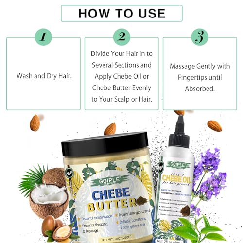 Chebe Hair Growth Oil and Butter for Deep Moisturization - All Hair Types, Men and Women