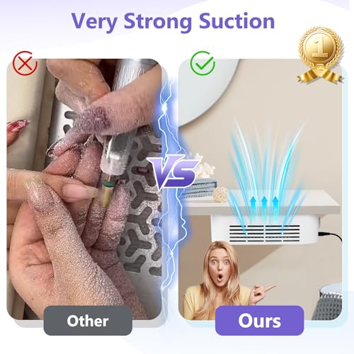 LIONVISON Nail Dust Collector for Salons: Vacuum Fan Dust Suction Machine for Beginners DIY - Manicure Pedicure Tool with Reusable Filter for Home