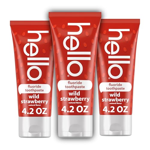 hello Wild Strawberry Kids Toothpaste with Fluoride, Strawberry Toothpaste for Kids, Safe for Ages 2 and Up, Helps Prevent Cavities, Strengthen Enamel, and Polishes Teeth, ADA Approved, 3 Pack, 4.2 Oz
