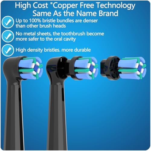 8 Pack Replacement Toothbrush Heads Compatible with Oral B iO, Brush Heads for Oral-B iO 2/3/4/5/6/7/8/9/10/7G Series, with Covers, Black
