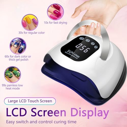 320W UV LED Nail Lamp, Professional UV Nail Dryer Light for Gel Nails with 72 Beads, Fast Curing Gel Polish Lamp Auto Sensor 4 Timer Setting Portable Nail Art Drying Tools for Fingernail/Toenail
