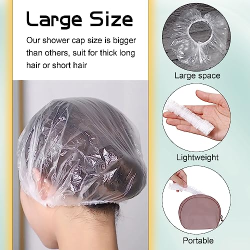 Shower Caps, 200PCS Large Thick Disposable Shower Caps, Bowl Covers, Clear Plastic Wrap for Women, Bath Caps for Hair Treatment
